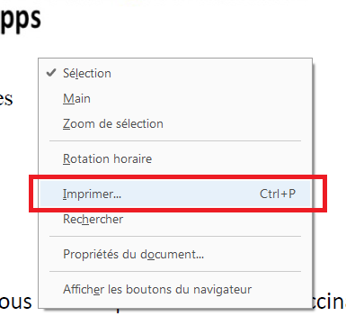 Clic droit imprimer